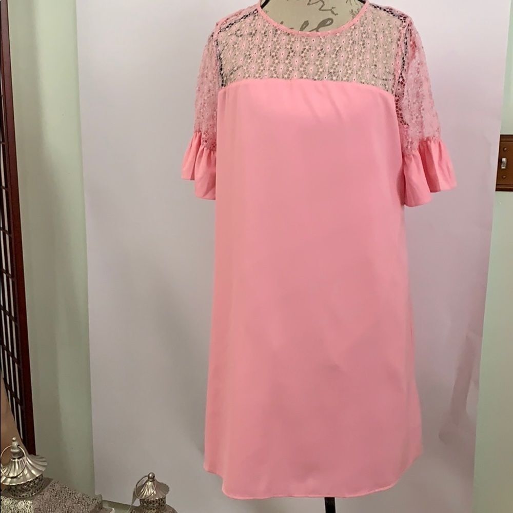 NWT MOON BASA BEAUTIFUL PINK DRESS With LA…‎